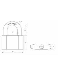 Lucchetto Octo, acciaio, arco in acciaio, 70 mm, per esterno, cantieri, 3 chiavi - THIRARD