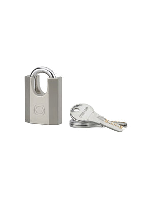 Lucchetto Octo-P, acciaio, guardia alta, arco in acciaio, 40 mm, per esterno, cantieri, 3 chiavi - THIRARD