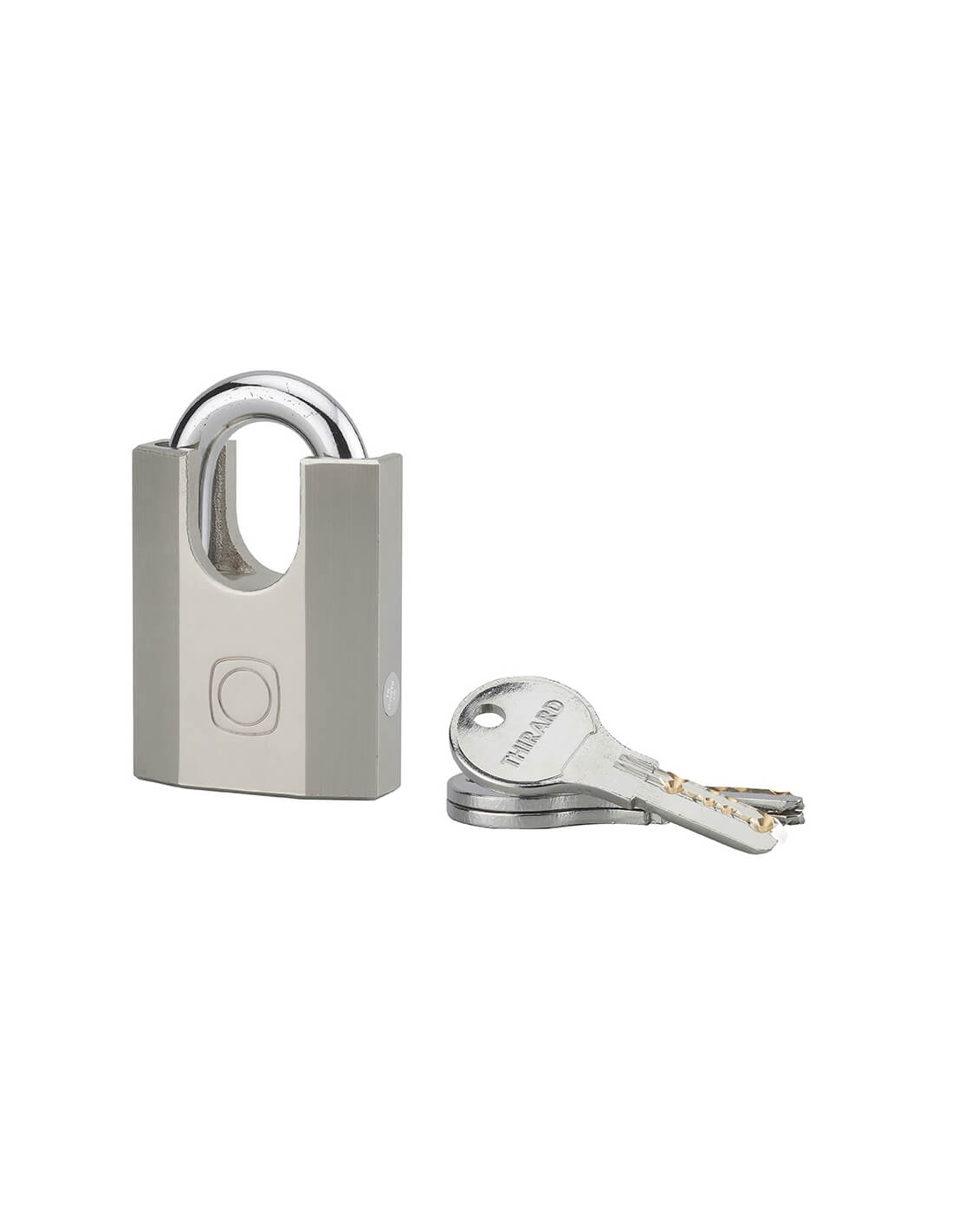 Lucchetto Octo-P, acciaio, guardia alta, arco in acciaio, 50 mm, per esterno, cantieri, 3 chiavi - THIRARD