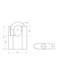 Lucchetto Octo-P, acciaio, guardia alta, arco in acciaio, 50 mm, per esterno, cantieri, 3 chiavi - THIRARD