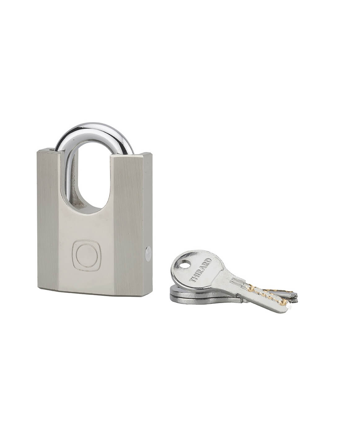 Lucchetto Octo-P, acciaio, guardia alta, arco in acciaio, 60 mm, per esterno, cantieri, 3 chiavi - THIRARD