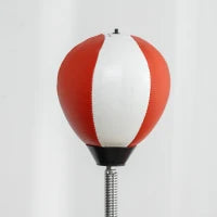 Supporto per Sacco da Boxe con 2 Speedball, Asta da Boxe Girevole, Kickpad, Regolabile in Altezza, in Acciaio, 84 x 36 x 140-205cm, Nero, Rosso e Bianco