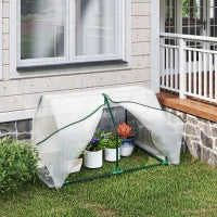 Mini Serra da Giardino e Balcone in Plastica PE e Acciaio con Chiusura a Zip, 99x71x60 cm