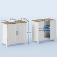 kleankin Mobile Sotto Lavabo Bagno con 2 Ante e Ripiano Regolabile, 60x33x60cm, Legno e Bianco