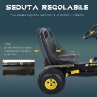 Go-Kart a Pedali per Bambini con Sedile Regolabile, Freno e Frizione, 95x66.5x57cm, Bianco Nero
