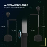 Punching Ball con Barra Girevole per Adulti e Altezza Regolabile 1.6-2m, Nero