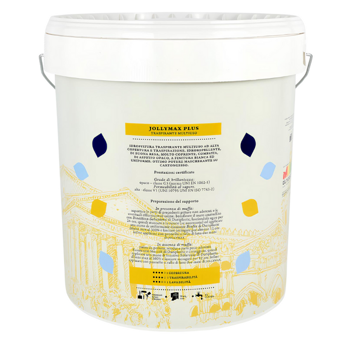 Idropittura murale traspirante multiuso bianca jollymax plus vari formati *** formato 13 lt, confezione 1