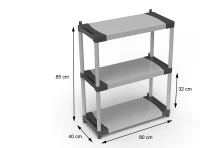 MONGARDI Scaffale in resina PVC 3 ripiani portata 80 Kg,  80x40x85 cm