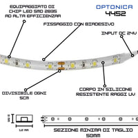 Striscia led optonica 2835 24v ip65 20w impermeabile dimmerabile 5m *** temperatura colore lampada 4000k bianco natur...