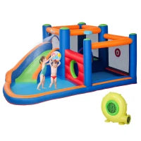 Castello Gonfiabile per Bambini 3-8 Anni con Scivolo, Trampolino e Piscina, 380x340x170cm