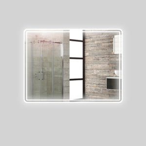 Specchio 5mm rettangolare smussato doppia cornice led interruttoretouch *** misure 80x60 cm, tonalità dimmerabile 27...