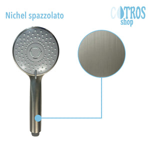 Doccetta nichel spazzolato 3 getti ugelli sistema anticalcare