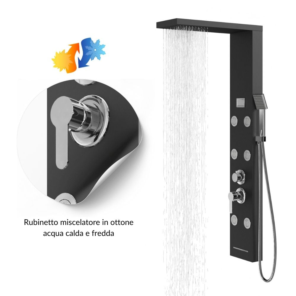 Colonna pannello doccia 4 funzioni york-1 black display controllo temperatura