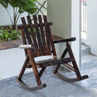 Sedia a Dondolo da Giardino Adirondack in Stile Country, Legno di Abete 97x69x93cm Colore Carbonizzato