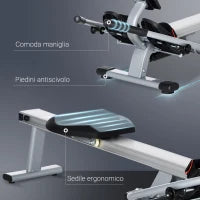 Vogatore a 12 Resistenze con Monitor Digitale e Struttura in Alluminio, Acciaio e ABS, 160x61x50 cm