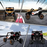 Auto Elettrica per Bambini con Telecomando, Cintura di Sicurezza, Clacson, Luci a LED e Porta USB, per 3-5 Anni, Arancione