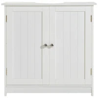 Mobile Sottolavabo per Bagno con Ripiano Regolabile, Mobiletto Sottolavabo con Intaglio a U e 2 Ante, Mobile Bagno Salvaspazio, Adatto a Lavabi con o Senza Colonna, 60x30x60 cm, Bianco