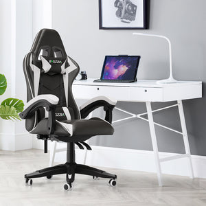 Sedia gaming Bianco - Poltrona Racing - RATTANTREE - Schienale Reclinabile, Altezza Regolabile, 360 Gradi Direzionale