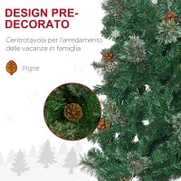Albero di Natale Alto 195cm Realistico con Pigne Decorative e 556 Rami, Verde
