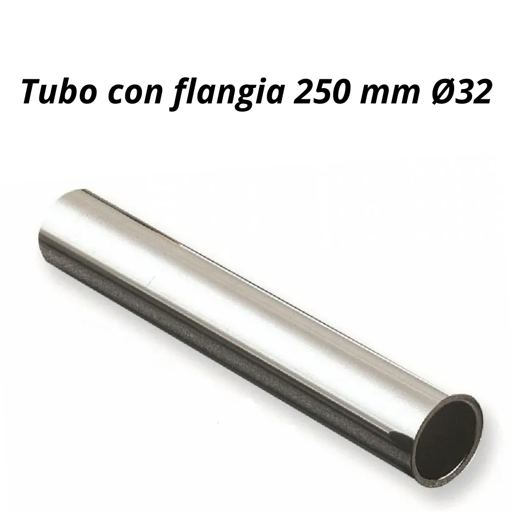 Tubo cromato liscio con flangia 250 mm diametro 32