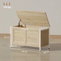 Baule Contenitore da 95 L con Coperchio e Cerniera di Sicurezza 80x40x50 cm Rovere