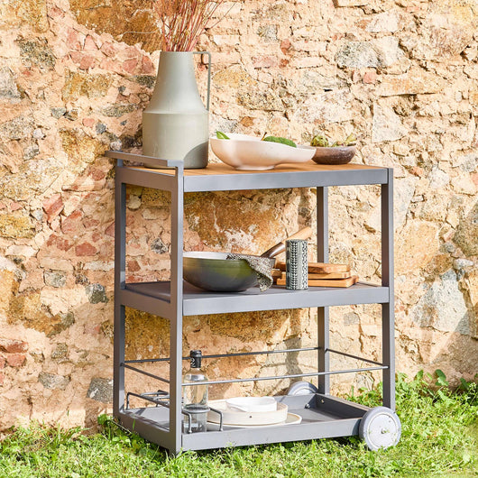 Carrello da cucina in alluminio con ruote e maniglia, 84cm, antracite