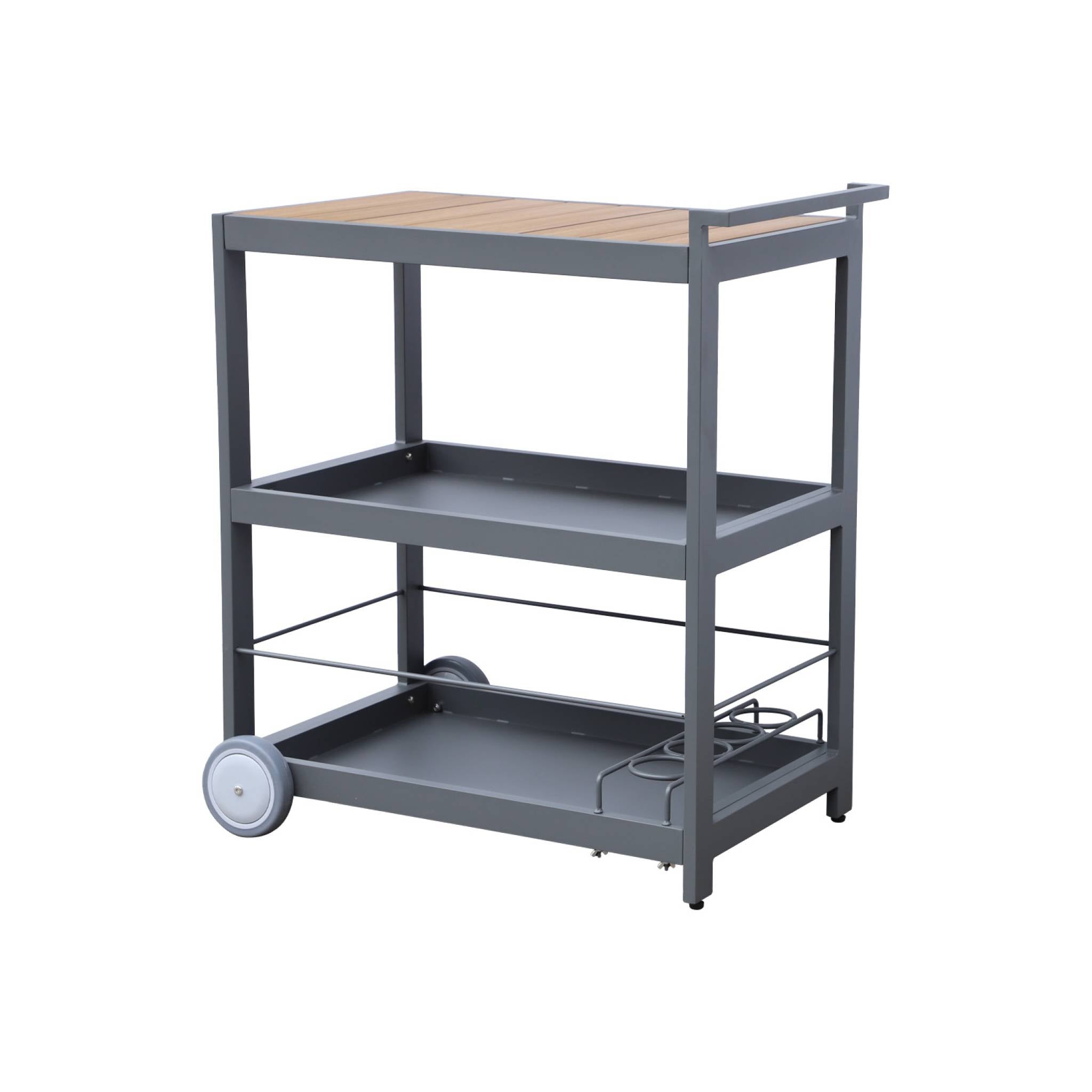 Carrello da cucina in alluminio con ruote e maniglia, 84cm, antracite