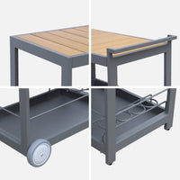 Carrello da cucina in alluminio con ruote e maniglia, 84cm, antracite