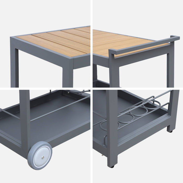Carrello da cucina in alluminio con ruote e maniglia, 84cm, antracite