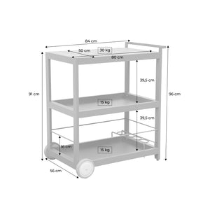 Carrello da cucina in alluminio con ruote e maniglia, 84cm, antracite
