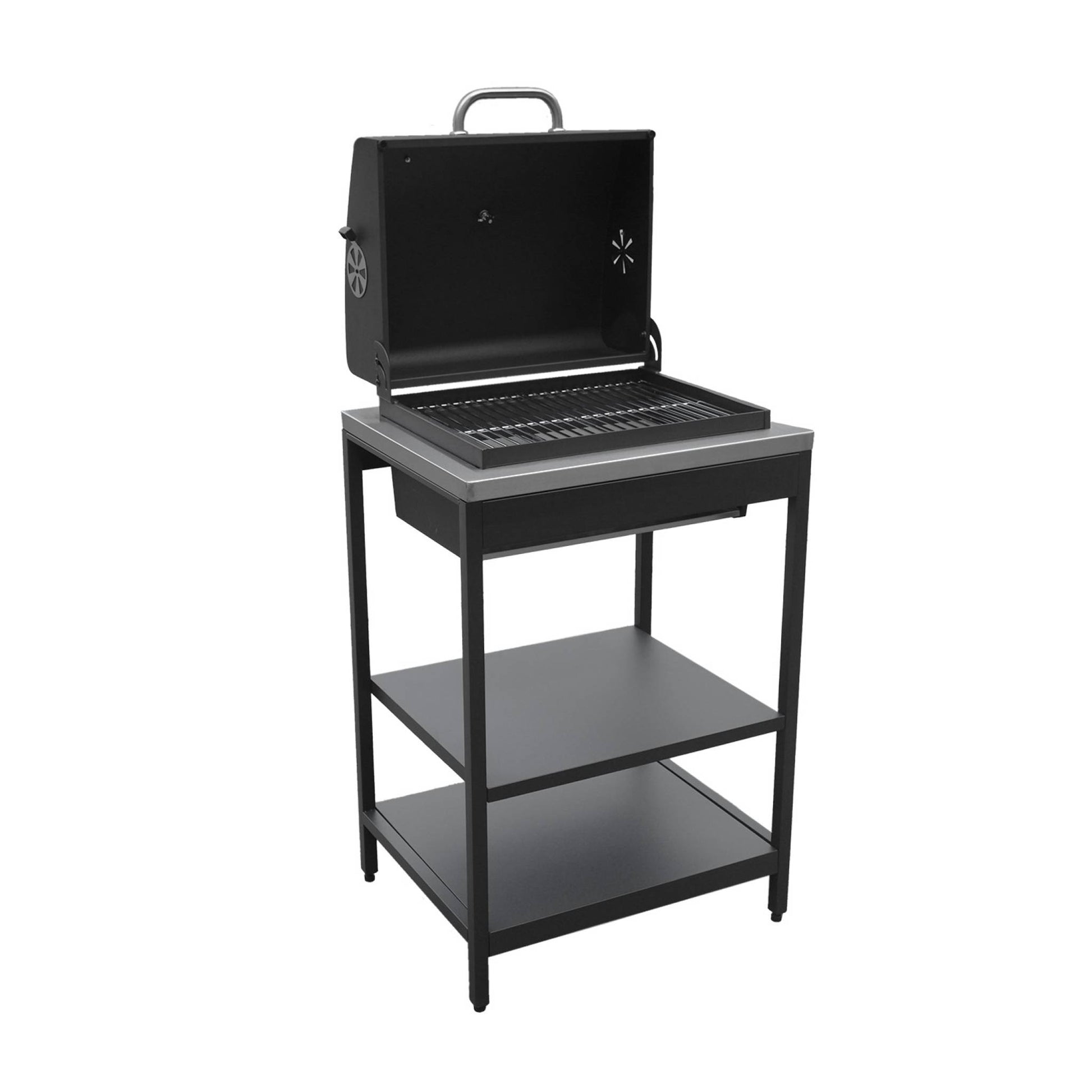 Cucina esterna acciaio inossidabile con barbecue a carbone, 3 moduli,