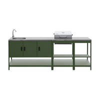 Cucina esterna acciaio inossidabile con barbecue a carbone, 3 moduli,
