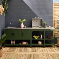 Cucina esterna acciaio inossidabile con barbecue a carbone, 3 moduli,