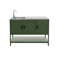 Cucina esterna acciaio inossidabile con barbecue a carbone, 3 moduli,