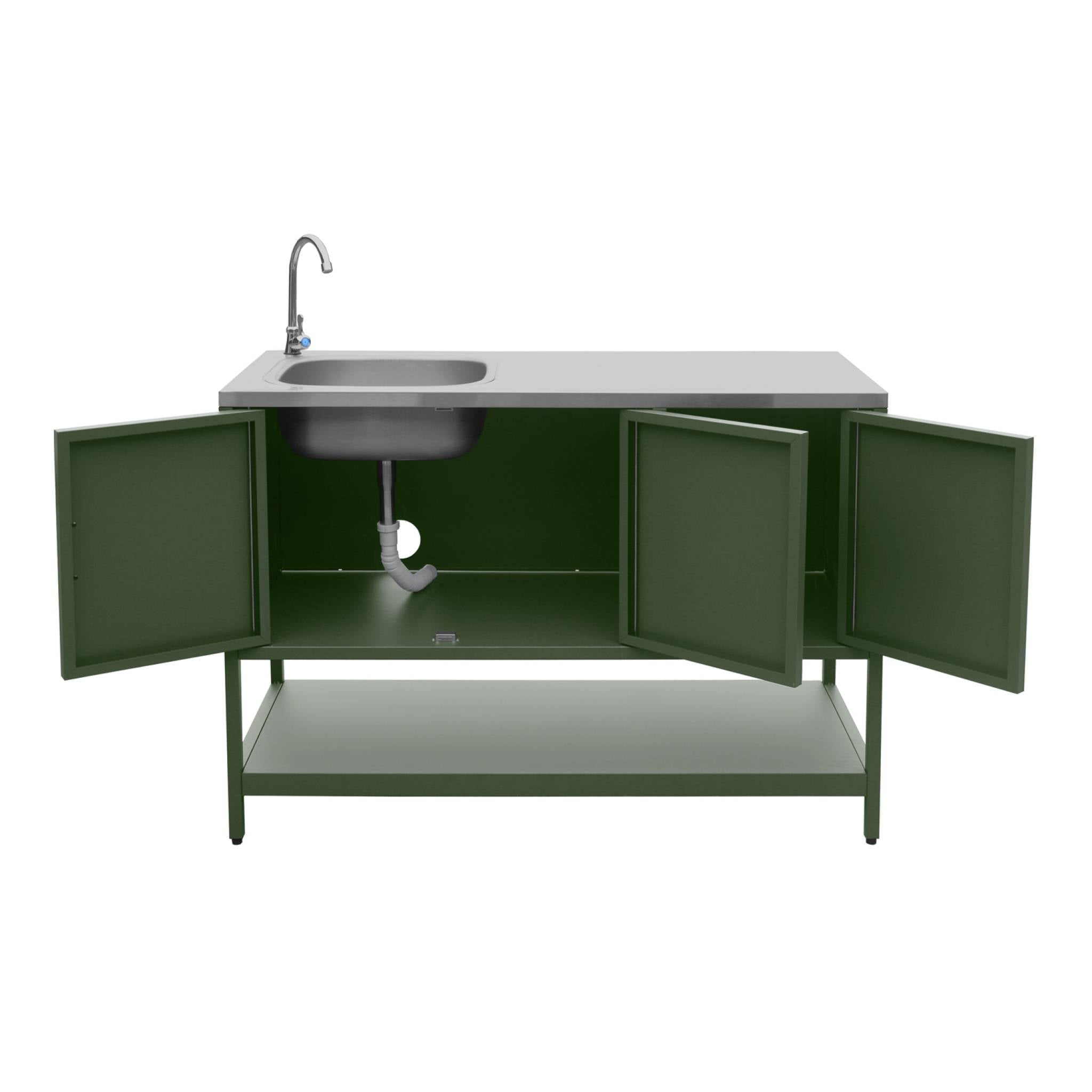 Cucina esterna acciaio inossidabile con barbecue a carbone, 3 moduli,