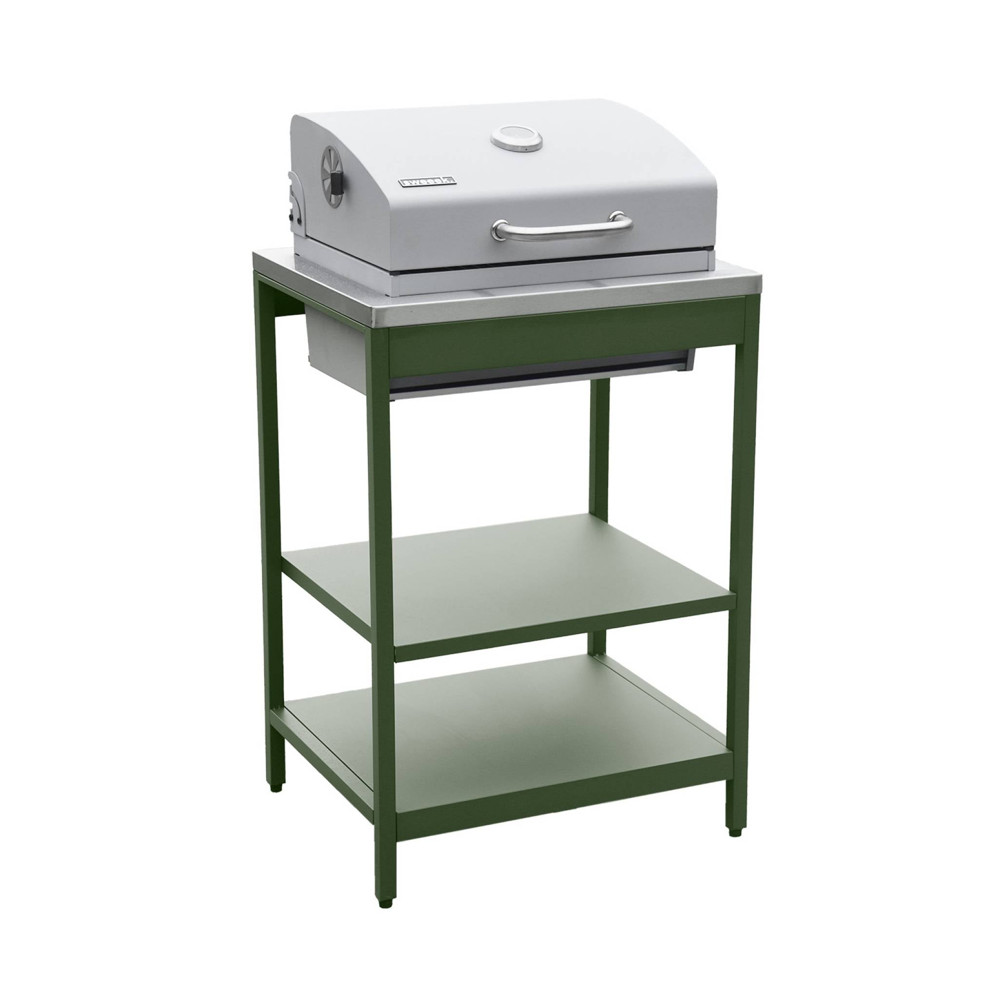 Cucina esterna acciaio inossidabile con barbecue a carbone, 3 moduli,