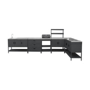 Cucina esterna acciaio inossidabile con barbecue a carbone, 6 moduli,