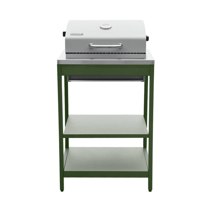 Cucina esterna acciaio inossidabile con barbecue a carbone, 6 moduli,