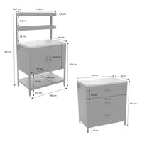 Cucina esterna acciaio inossidabile con barbecue a carbone, 6 moduli,