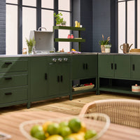 Cucina esterna 5 moduli con barbecue a gas 3 bruciatori su piedi,