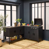 Cucina da esterno 3 moduli con barbecue a gas 3 bruciatori su piedi,