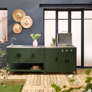 Cucina esterna 3 moduli con barbecue a gas 3 bruciatori su piedi,