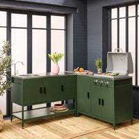 Cucina esterna 3 moduli con barbecue a gas 3 bruciatori su piedi,