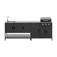 Cucina esterna 3 moduli con barbecue a gas 3 bruciatori su piedi,