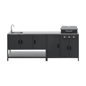 Cucina esterna 3 moduli con barbecue a gas 3 bruciatori su piedi,