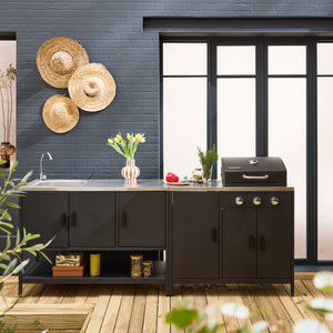 Cucina esterna 3 moduli con barbecue a gas 3 bruciatori su piedi,