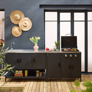 Cucina esterna 3 moduli con barbecue a gas 3 bruciatori su piedi,