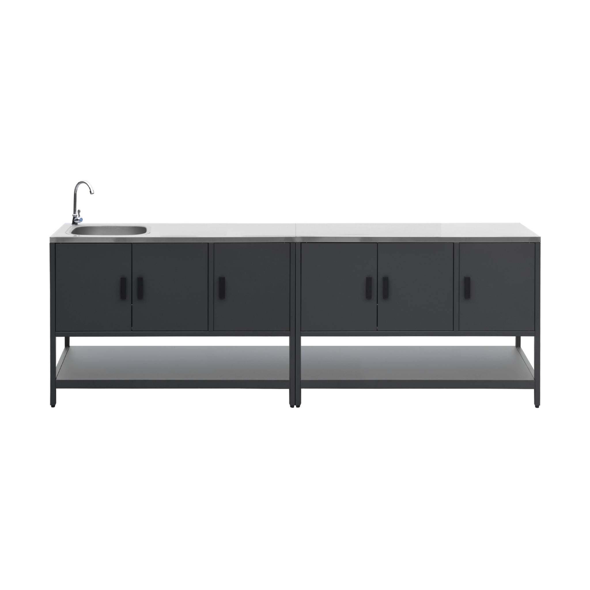 Mobile da esterno, 2 moduli in acciaio inossidabile, nero