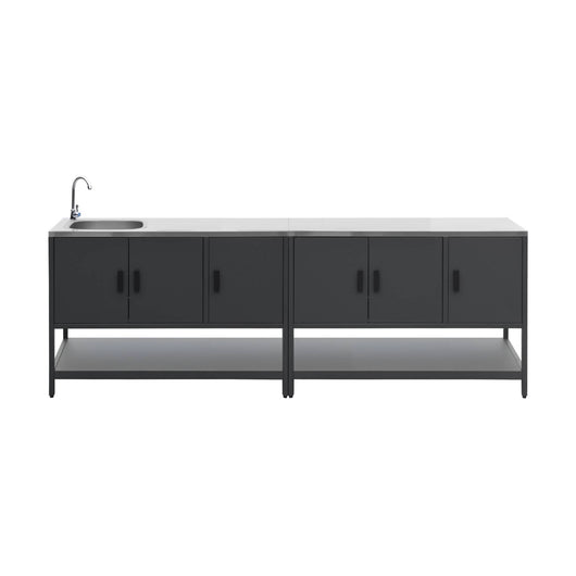 Mobile da esterno, 2 moduli in acciaio inossidabile, nero