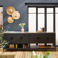 Mobile da esterno, 2 moduli in acciaio inossidabile, nero